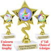 UNICORN TROPHY WITH 6 DESIGNS AVAILABLE AND CHOICE OF BASE. 6" TALL (80106