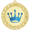 Glitter Crown Medal.  	2 3/4" diameter medal with choice of glitter color.  Includes free engraving and free neck ribbon   (935G)