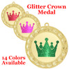 Glitter Crown Medal.  	2 3/4" diameter medal with choice of glitter color.  Includes free engraving and free neck ribbon.     2-935g