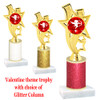 Valentine theme  Glitter Column trophy with choice of glitter color, trophy height and base.  cupid008