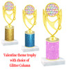  Valentine theme  Glitter Column trophy with choice of glitter color, trophy height and base.  Multi Hearts 005