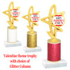 Valentine theme  Glitter Column trophy with choice of glitter color, trophy height and base. Happy Valentine's Day 003