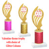 Valentine theme  Glitter Column trophy with choice of glitter color, trophy height and base.  Cupid & Hearts 010