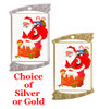 Rectangle Medal with Holiday - Winter theme art work.  Choice of gold or silver finish.  Includes free text on back  and neck ribbon.  (927 santa
