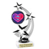 Valentine's theme trophy with choice of design.  Silver 6 1/2" trophy.  663-silver