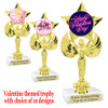 Valentine's theme trophy with choice of design.  Gold 7" trophy.  7517