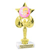 Valentine's theme trophy with choice of design.  Gold 7" trophy.  7517