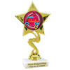 Valentine's theme trophy with choice of design.  Gold 6" trophy.  80106