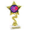 Valentine's theme trophy with choice of design.  Gold 6" trophy.  80106