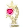 Valentine's theme trophy with choice of design.  Gold 6" trophy.  h208