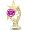 Valentine's theme trophy with choice of design.  Gold 6" trophy.  h208