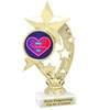 Valentine's theme trophy with choice of design.  Gold 6" trophy.  h208