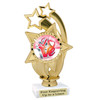 Valentine's theme trophy with choice of design.  Gold 6" trophy.  ph55