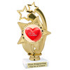 Valentine's theme trophy with choice of design.  Gold 6" trophy.  ph55