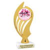 Valentine's theme trophy with choice of design.  Gold 6" trophy.  ph102