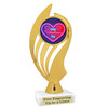 Valentine's theme trophy with choice of design.  Gold 6" trophy.  ph102