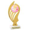 Valentine's theme trophy with choice of design.  Gold 6" trophy.  ph102