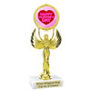 Valentine's theme trophy with choice of design.  Gold 6" trophy.  80087