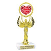 Valentine's theme trophy with choice of design.  Gold 6" trophy.  80087