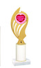  Valentine theme trophy with  glitter column.  Choice of column color and trophy height.  (ph102