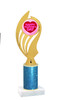  Valentine theme trophy with  glitter column.  Choice of column color and trophy height.  (ph102
