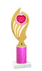  Valentine theme trophy with  glitter column.  Choice of column color and trophy height.  (ph102