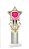 Valentine theme trophy with  glitter column.  Choice of column color and trophy height.  (767