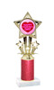Valentine theme trophy with  glitter column.  Choice of column color and trophy height.  (767