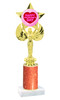 Valentine theme trophy with  glitter column.  Choice of column color and trophy height.  (7517