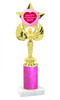 Valentine theme trophy with  glitter column.  Choice of column color and trophy height.  (7517