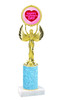 Valentine theme trophy with  glitter column.  Choice of column color and trophy height.  (80087