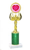 Valentine theme trophy with  glitter column.  Choice of column color and trophy height.  (80087