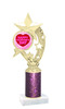 Valentine theme trophy with  glitter column.  Choice of column color and trophy height.  (h208