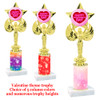  Valentine theme trophy with  Sparkle design  column.  Choice of column color and trophy height.  (7517