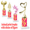 Go "wild" with your awards!  Animal Print Trophy with choice of figure and trophy height.  Trophy heights starts at 10" tall  (012