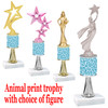 Go "wild" with your awards!  Animal Print Trophy with choice of figure and trophy height.  Trophy heights starts at 10" tall  (stem013