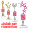 Go "wild" with your awards!  Animal Print Trophy with choice of figure and trophy height.  Trophy heights starts at 10" tall  (stem014