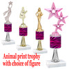 Go "wild" with your awards!  Animal Print Trophy with choice of figure and trophy height.  Trophy heights starts at 10" tall  (stem016