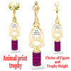 Custom Trophy.  Animal Print column with choice of figure and trophy height.  Height starts at 14".  Upload your logo or custom art work.  (mr700-002