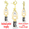 Custom Trophy.  Animal Print column with choice of figure and trophy height.  Height starts at 14".  Upload your logo or custom art work.  (mr700-003