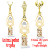 Custom Trophy.  Animal Print column with choice of figure and trophy height.  Height starts at 14".  Upload your logo or custom art work.  (mr700-012
