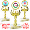 Flamingo theme trophy with choice of art work.  6" tall  (80087