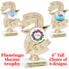 Flamingo theme trophy with choice of art work.  6" tall  (h300