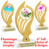 Flamingo theme trophy with choice of art work.  6" tall with free engraved plate  (ph102