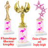 Flamingo  trophy with choice of trophy height and figure (002