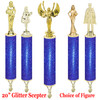  Glitter Scepter!  20" tall with choice of figure.  Royal Blue  Glitter