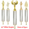 Glitter Scepter!  20" tall with choice of figure.  Silver  Glitter