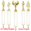 Glitter Scepter!  20" tall with choice of figure.  White  Glitter