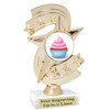 Cupcake themed trophy.  6" tall with choice of cupcake artwork.  Includes free engraved trophy plate   (h300