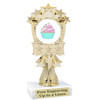 Cupcake themed trophy.  6" tall with choice of cupcake artwork.  Includes free engraved trophy plate   (mf3260